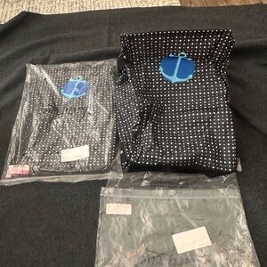 Thirty-One Duo Snap Storage Black Polka Dot with Blue Anchor Accent